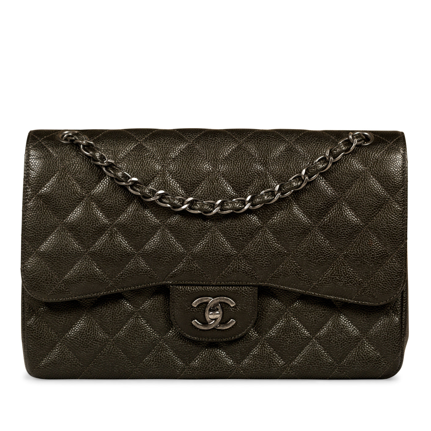 Chanel Classic Flap Caviar Grey Shoulder Bag
