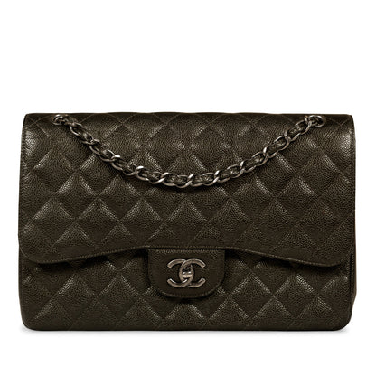 Chanel Classic Flap Caviar Grey Shoulder Bag