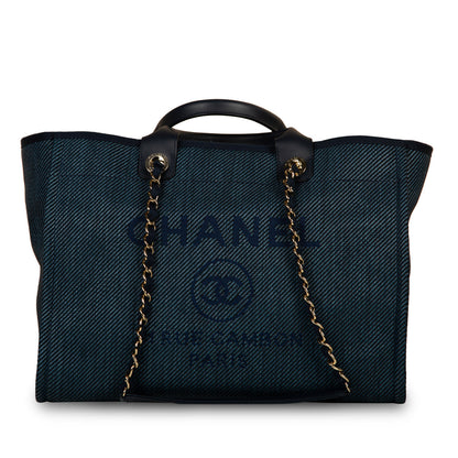 Chanel Cambon Canvas Gold Tote Bag