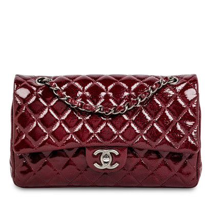 Chanel Classic Flap Patent Leather Burgundy Shoulder Bag