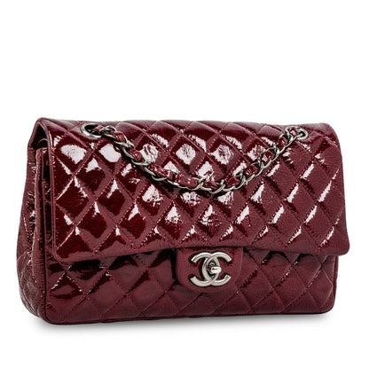 Chanel Classic Flap Patent Leather Burgundy Shoulder Bag