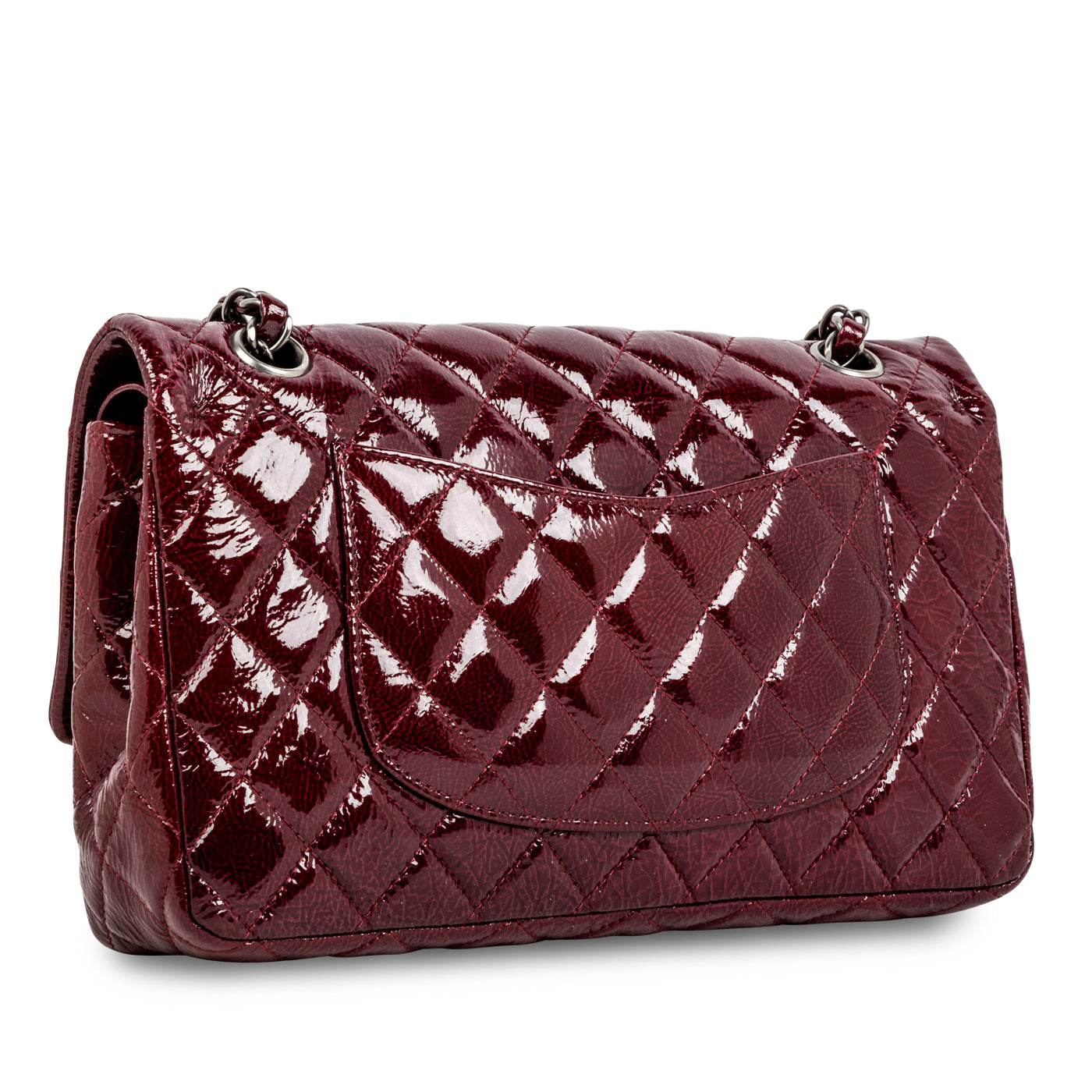 Chanel Classic Flap Patent Leather Burgundy Shoulder Bag