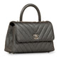 Chanel Coco Handle Caviar Silver Shoulder Bag