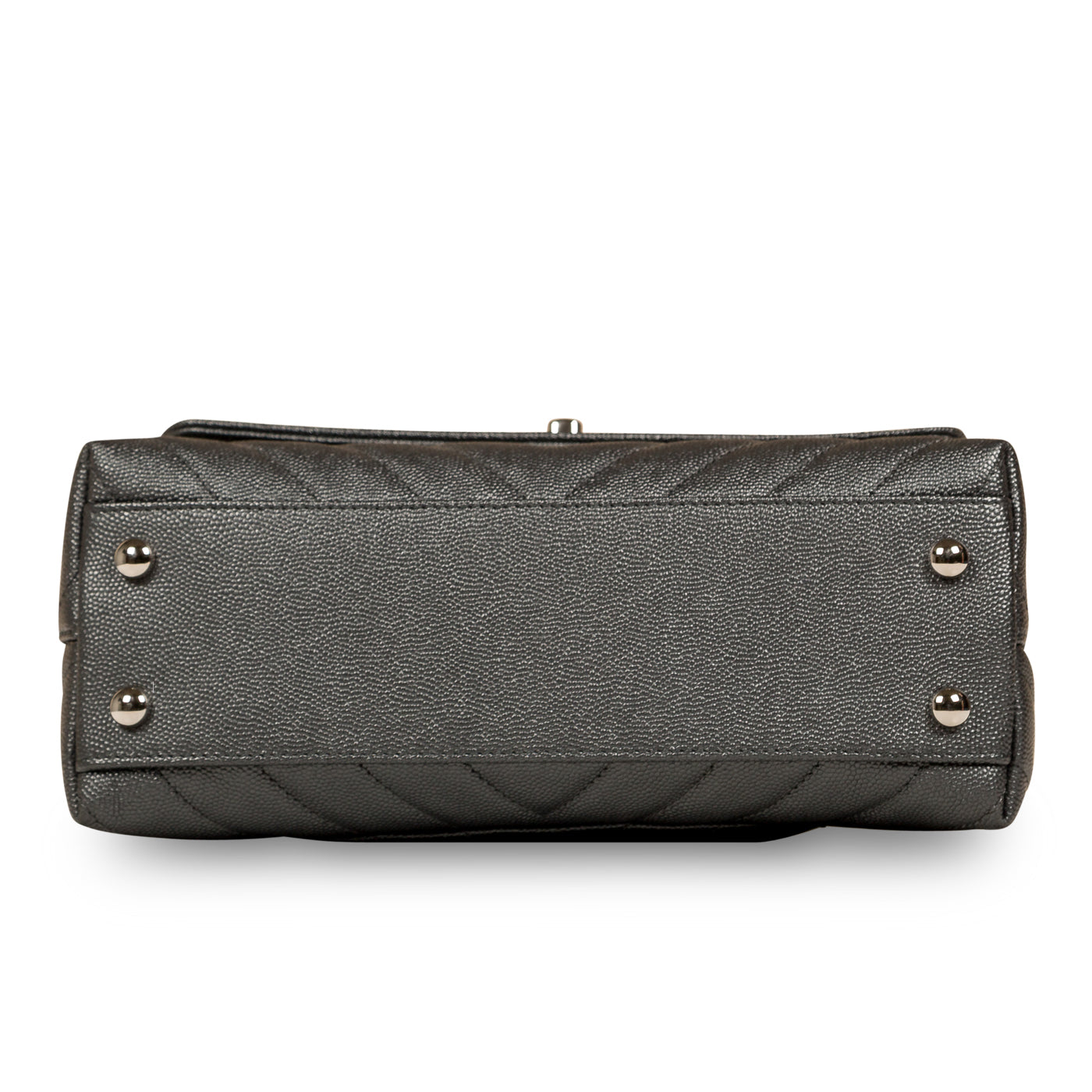 Chanel Coco Handle Caviar Silver Shoulder Bag