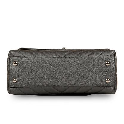 Chanel Coco Handle Caviar Silver Shoulder Bag