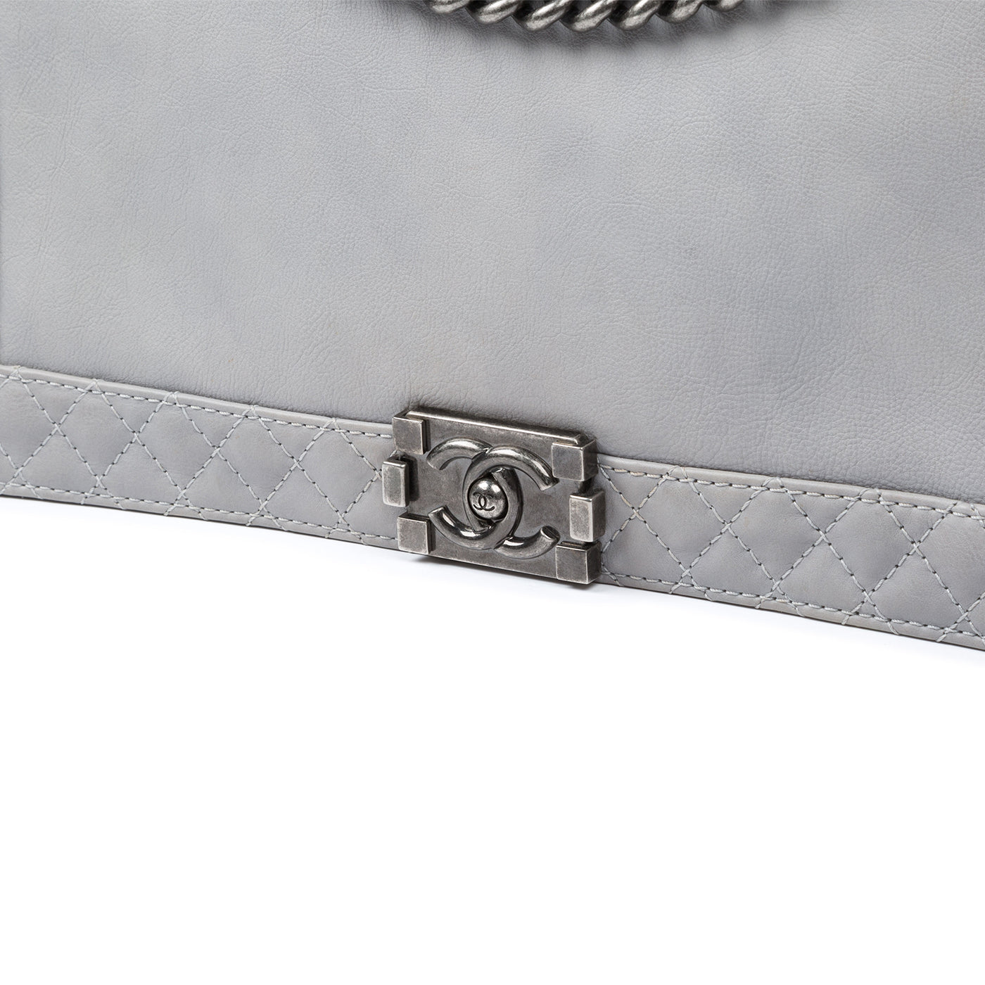 Chanel Boy Bag Quilted Grey Shoulder Bag