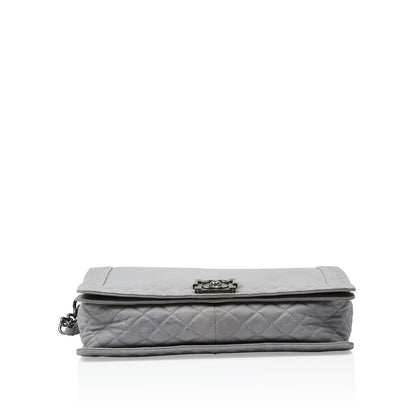 Chanel Boy Bag Quilted Grey Shoulder Bag