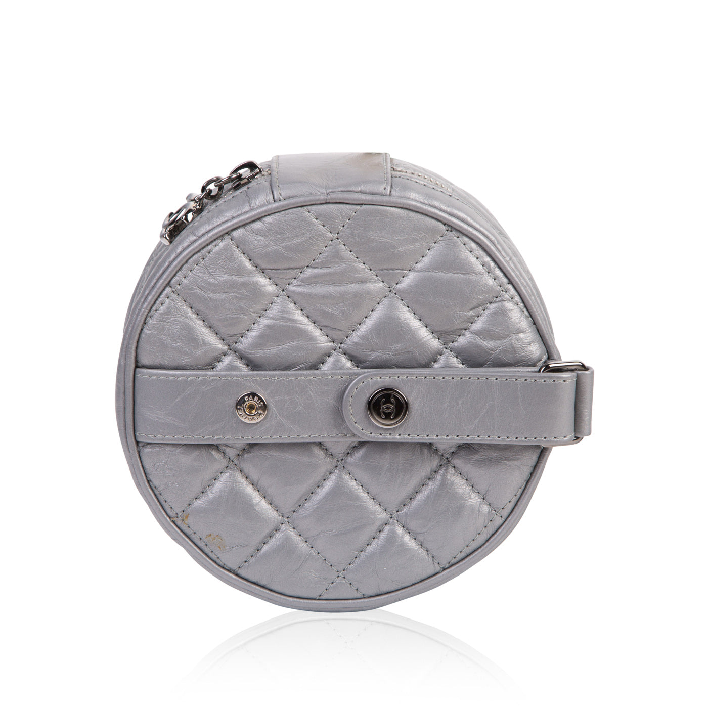 Chanel Medallion Calfskin Silver Clutch