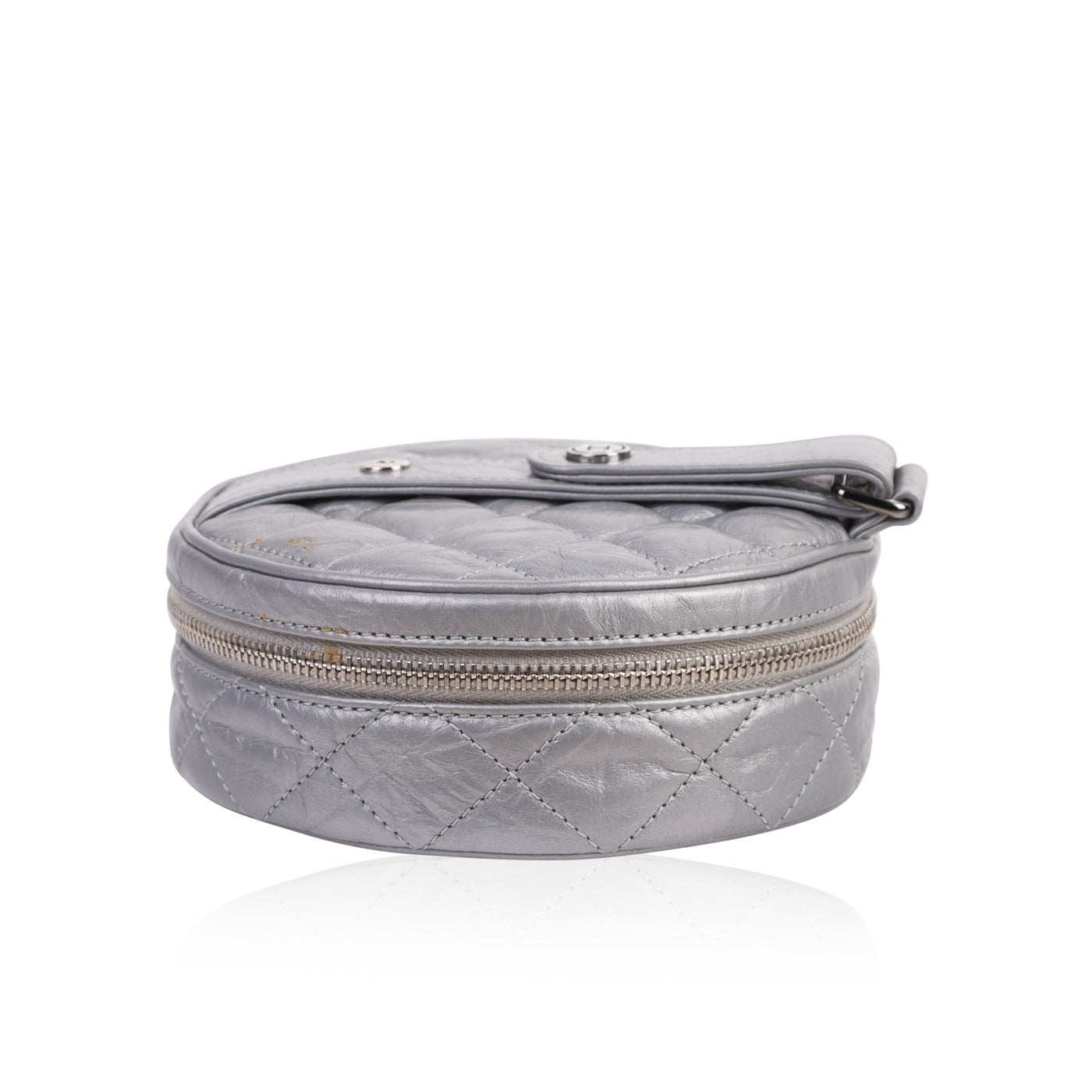 Chanel Medallion Calfskin Silver Clutch