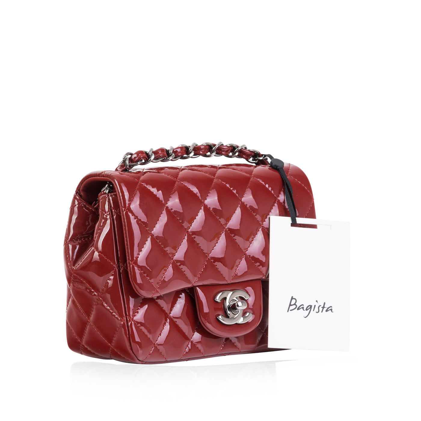 Chanel Classic Flap Patent Leather Silver Shoulder Bag Style 2