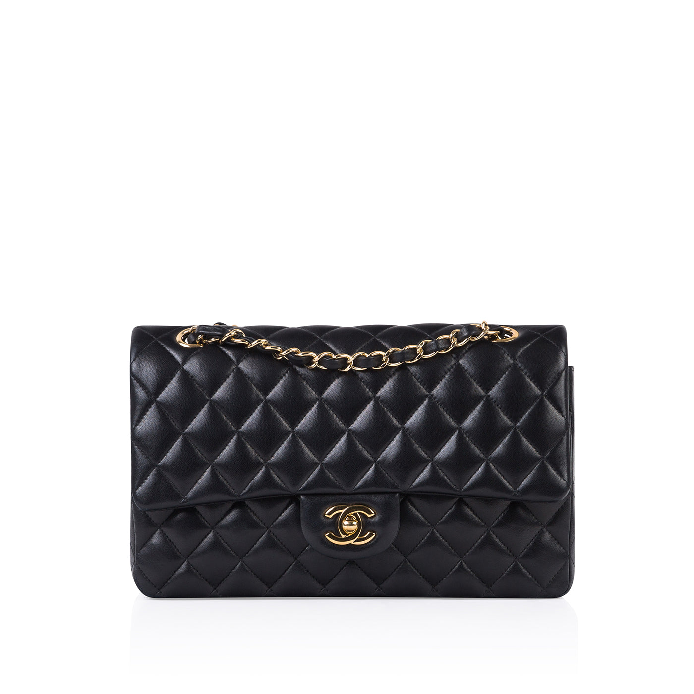Chanel Classic Flap Lambskin Black Shoulder Bag Style 155