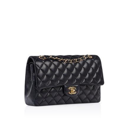 Chanel Classic Flap Lambskin Black Shoulder Bag Style 155