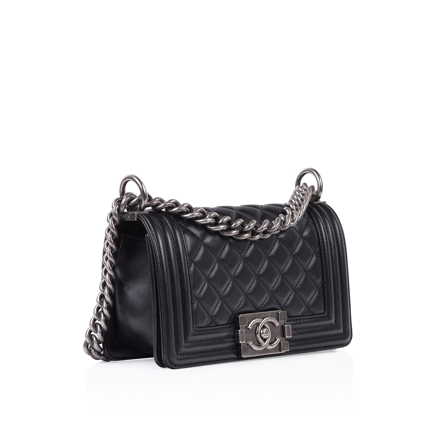 Chanel Boy Bag Lambskin Black Shoulder Bag Style 74
