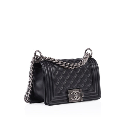 Chanel Boy Bag Lambskin Black Shoulder Bag Style 74