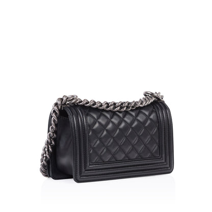 Chanel Boy Bag Lambskin Black Shoulder Bag Style 74