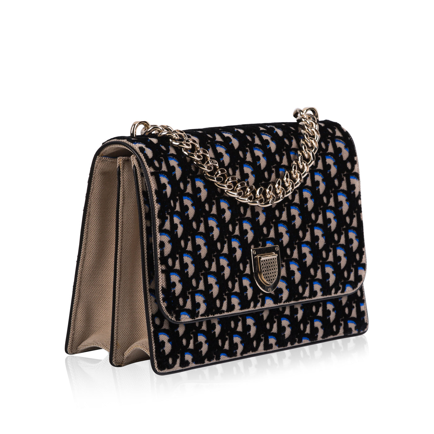 Dior Nylon Monogram Chain Canvas Tote Bag