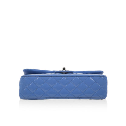 Chanel Classic Flap Patent Leather Silver Shoulder Bag Patent Leather