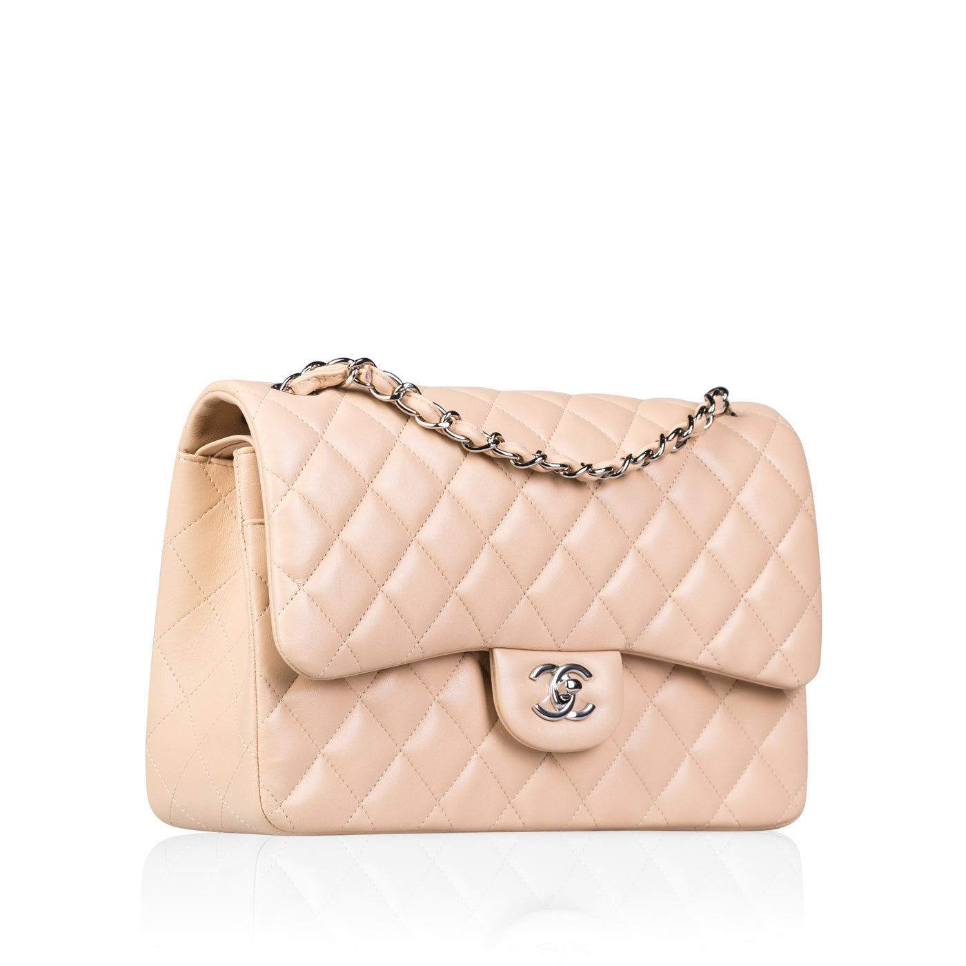 Chanel Classic Flap Lambskin Silver Shoulder Bag Style 31