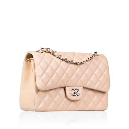 Chanel Classic Flap Lambskin Silver Shoulder Bag Style 31