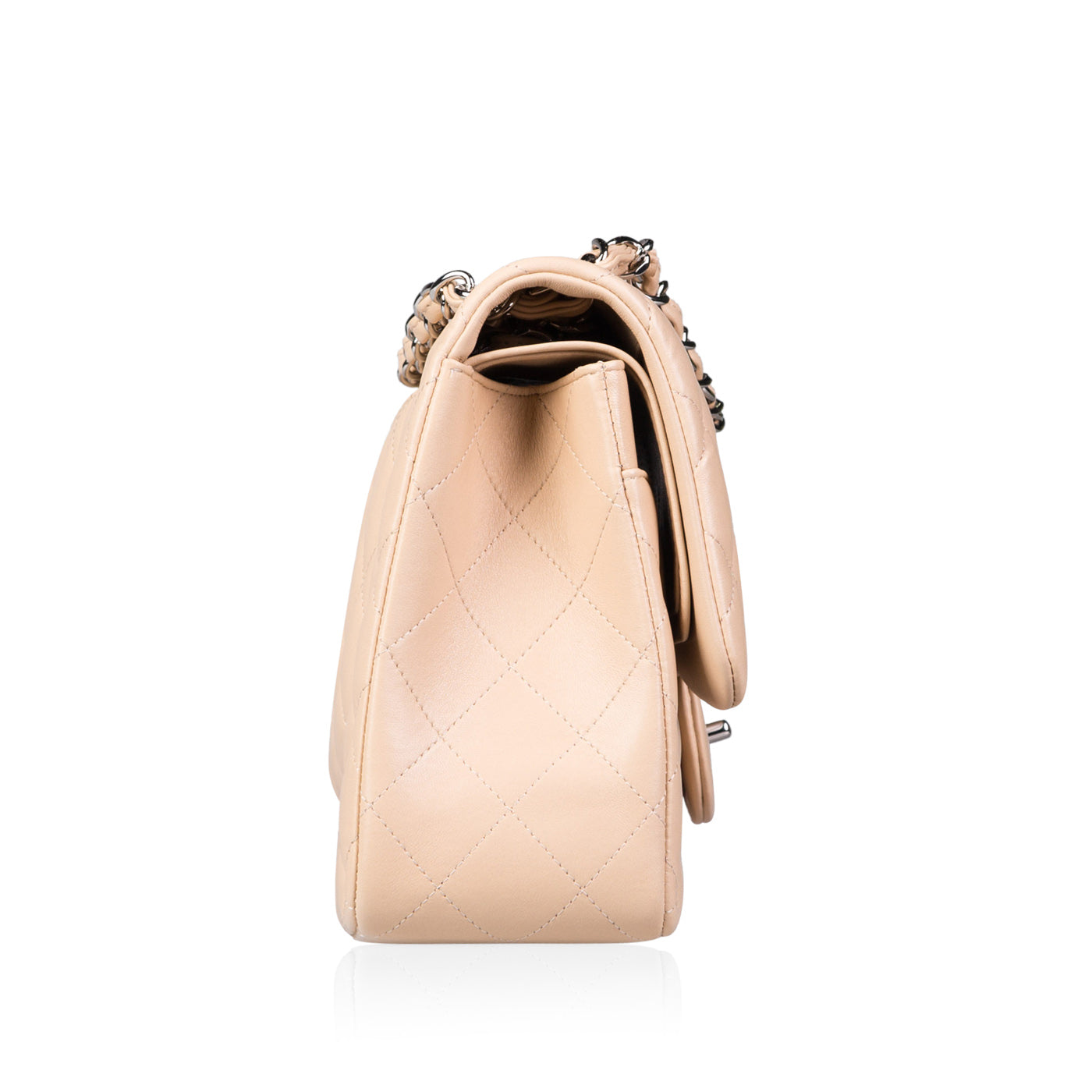 Chanel Classic Flap Lambskin Silver Shoulder Bag Style 13