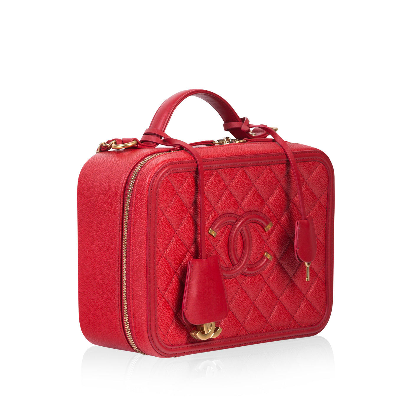 Chanel Vanity Caviar Gold Clutch Style 4