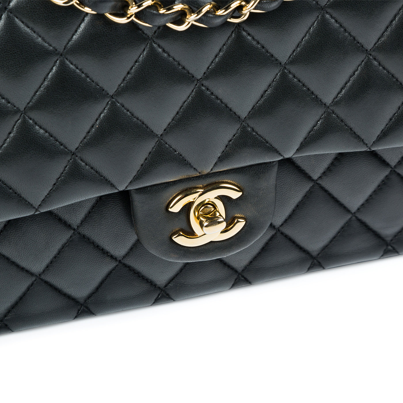 Chanel Classic Flap Lambskin Black Shoulder Bag Style 154