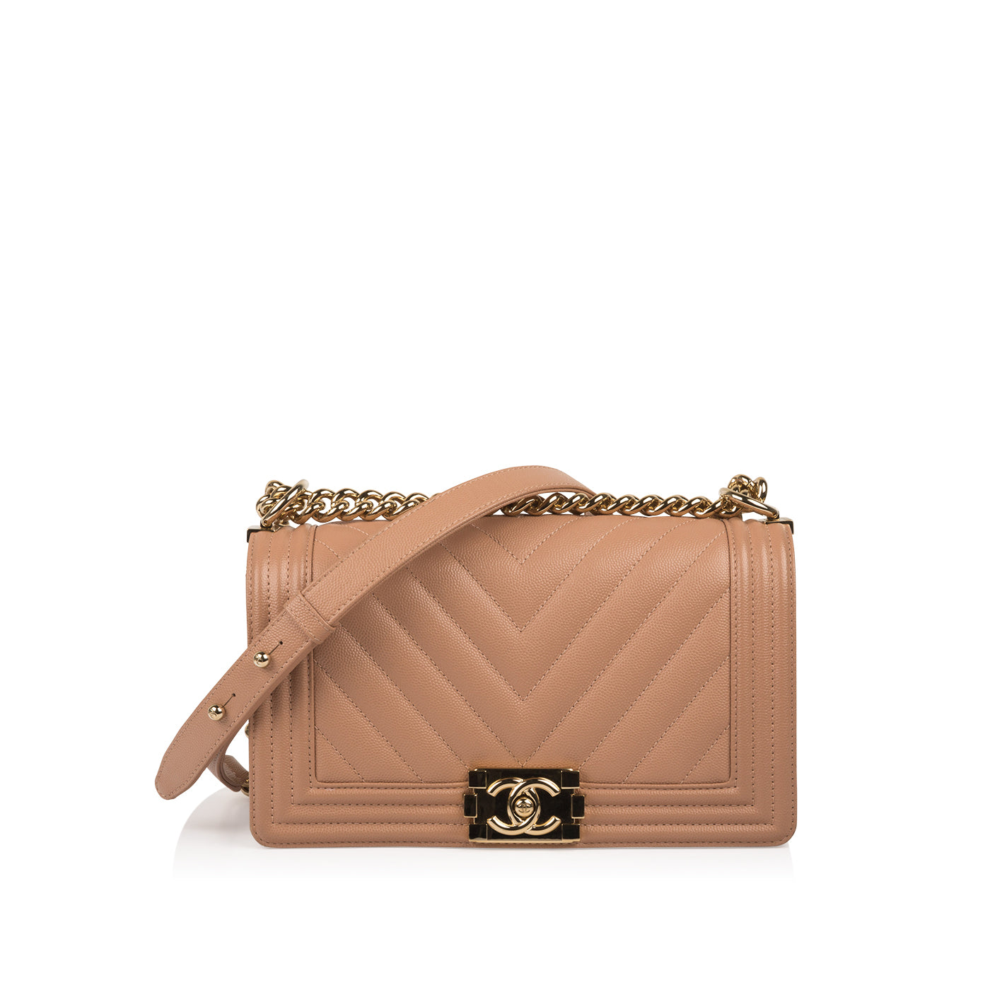Chanel Boy Bag Lambskin Gold Shoulder Bag Style 14