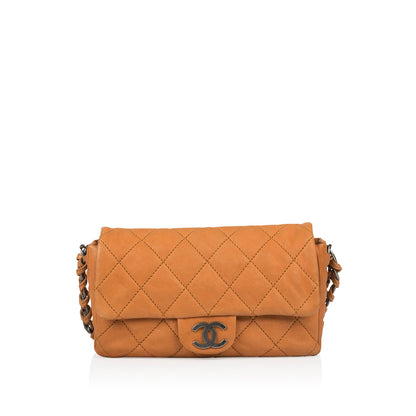 Chanel Classic Flap Leather Beige Shoulder Bag