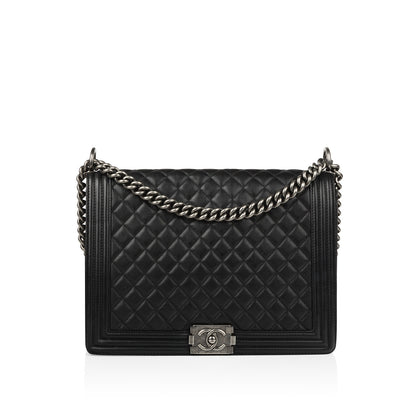 Chanel Boy Bag Lambskin Black Shoulder Bag Style 65