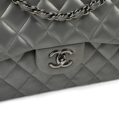 Chanel Classic Flap Lambskin Silver Shoulder Bag Style 29