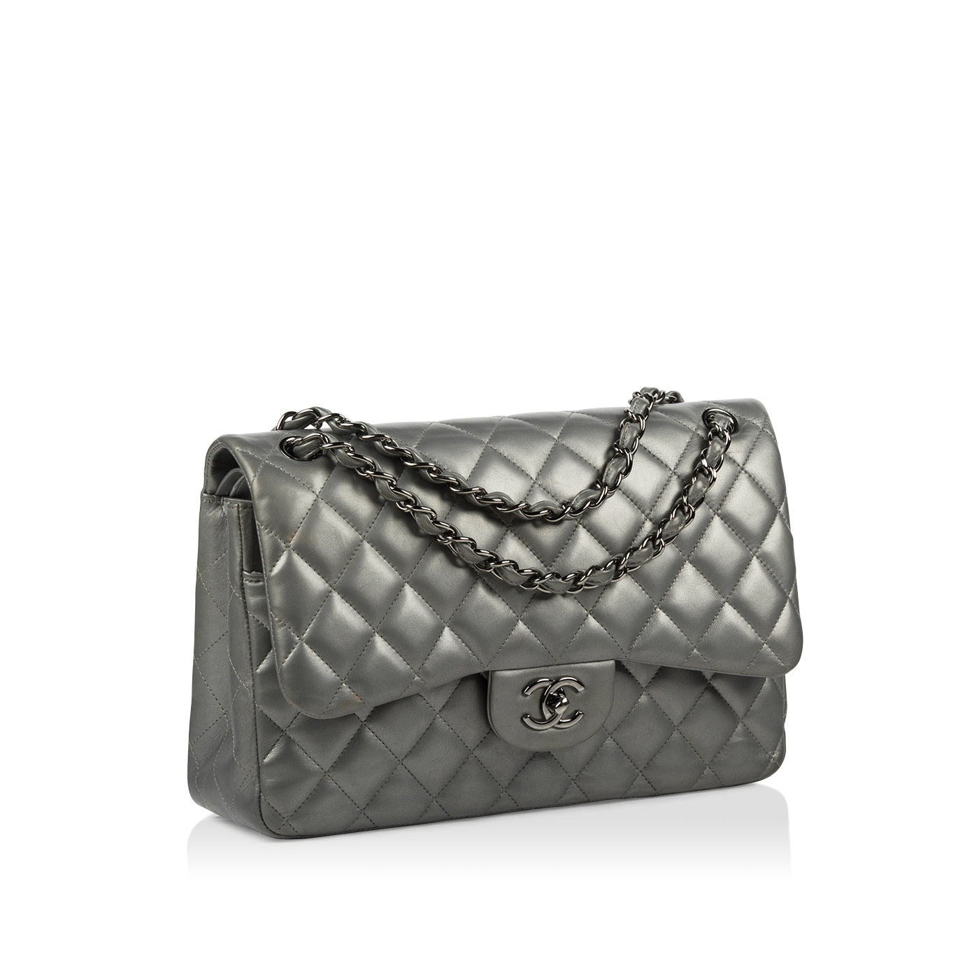 Chanel Classic Flap Lambskin Silver Shoulder Bag Style 29