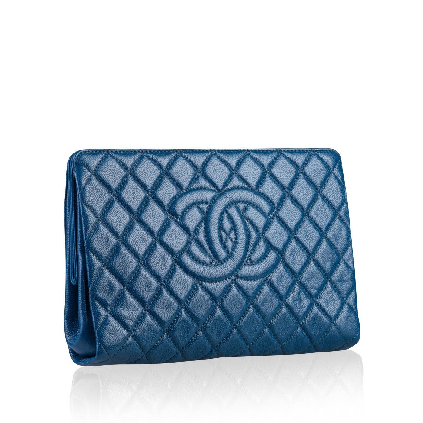 Chanel Timeless Caviar Blue Clutch