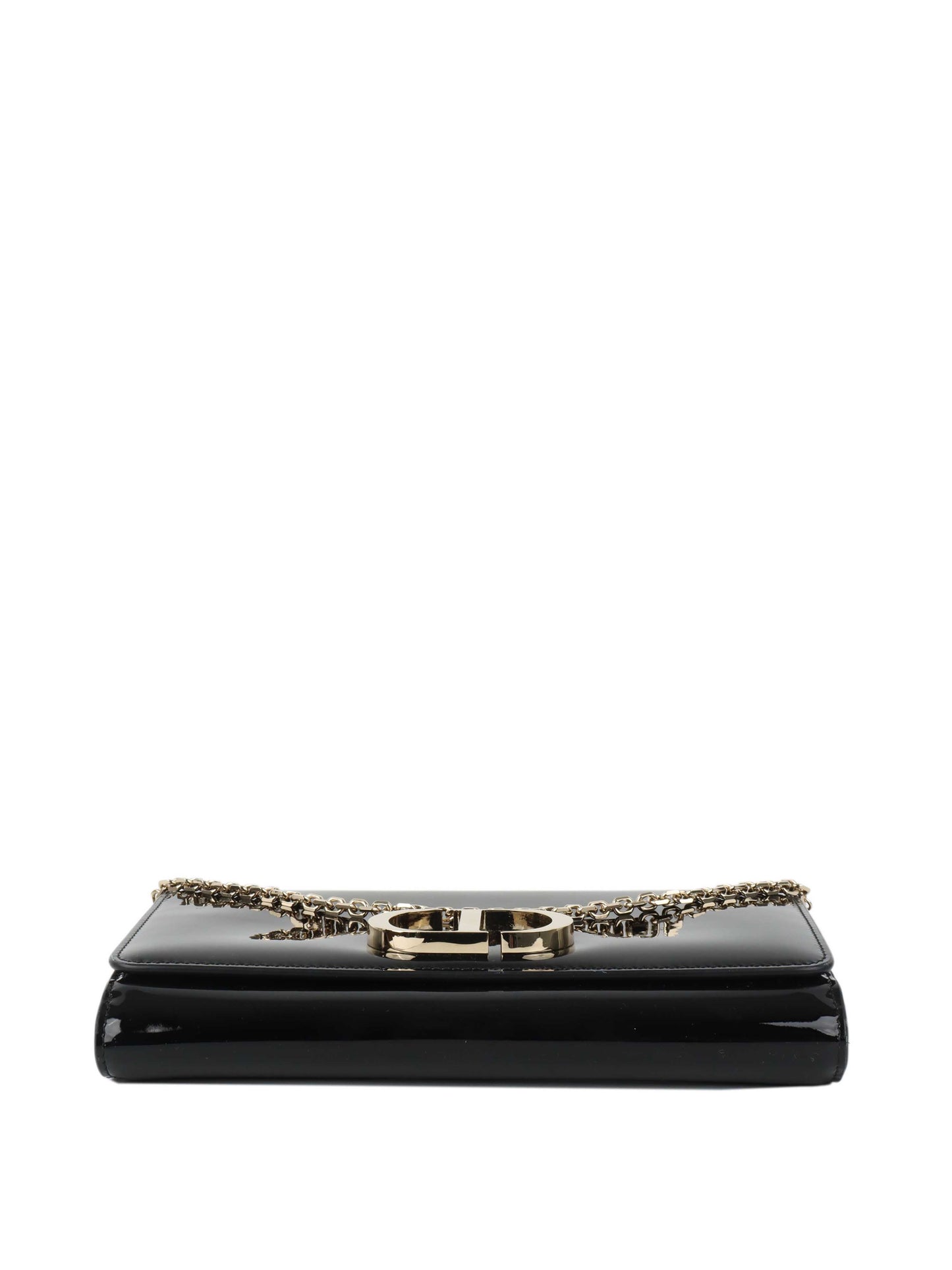 Dior Black Patent Leather 30 Montaigne Chain Clutch