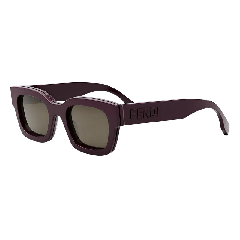 Fendi Sunglasses Square Full Rim, Red Frame and Brown Lens FE40119I69E