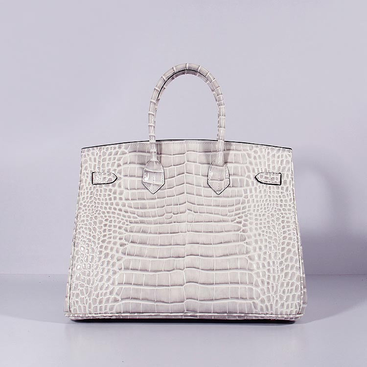 Luxury Hermes Birkin 35Cm Crocodile Leather Handbag Himalaya Gold