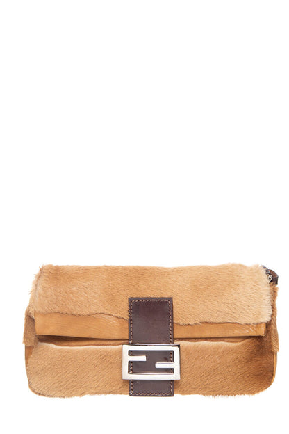 Fendi Brown Fur and Leather Baguette