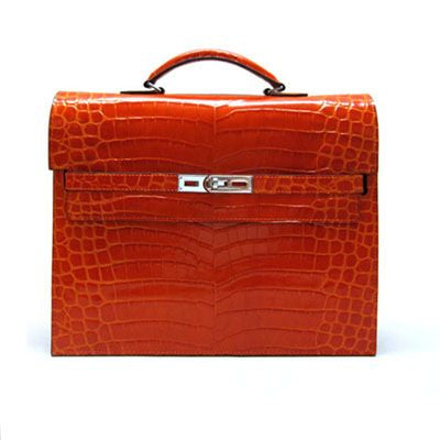 Luxury Hermes Briefcases Unisex Briefcase Orange Handbag