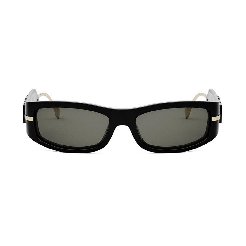 Fendi Sunglasses Oval Full Rim, Shiny Black Frame and Smoke Lens FE40120I01A