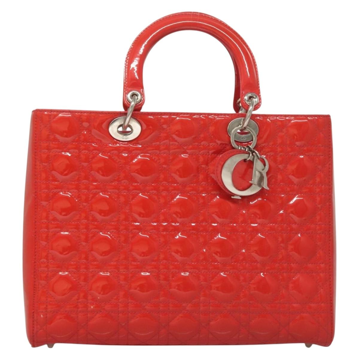 Christian Dior Lady Dior Patent Patent Leather Red Patent_Leather Bag ()