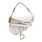 Christian Dior White Grained Calfskin Leather Mini Saddle Bag
