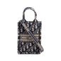 Christian Dior 2022 Blue Oblique Embroidery Mini Vertical Book Tote