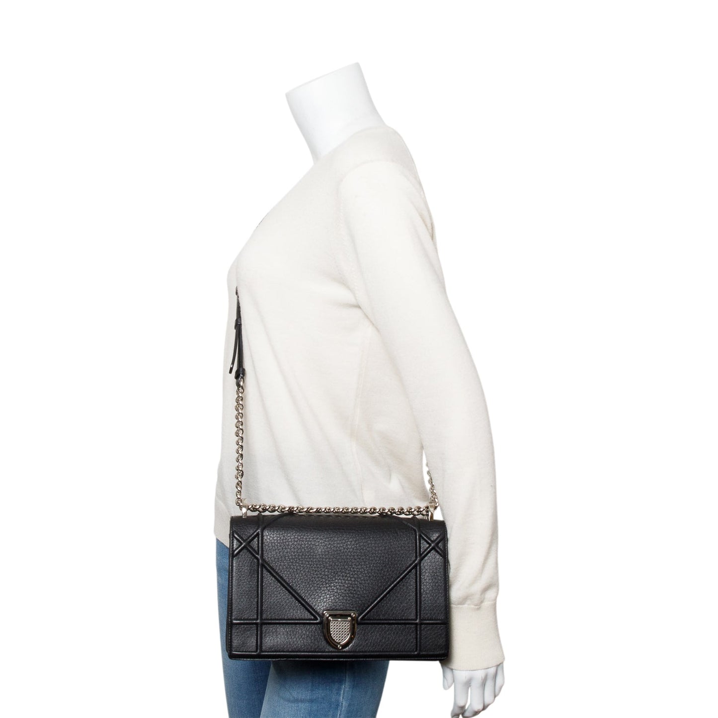 Christian Dior Black Calfskin Leather Medium Diorama Flap Bag
