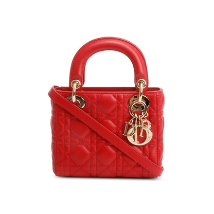 Christian Dior Red Cannage Leather Mini Lady Dior Bag