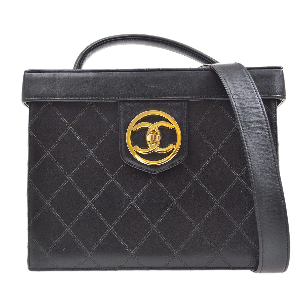 Chanel Black Calfskin 2way Shoulder Handbag
