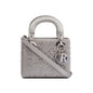 Christian Dior Grey Cannage Satin Crystal Embellished Mini Lady Dior Bag