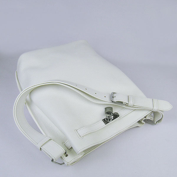 Luxury Hermes Nappa Leather Shoulder Bag White Silver