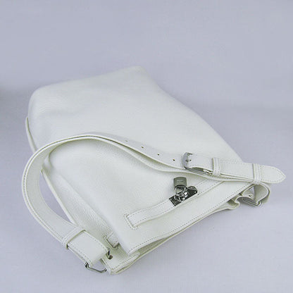 Luxury Hermes Nappa Leather Shoulder Bag White Silver