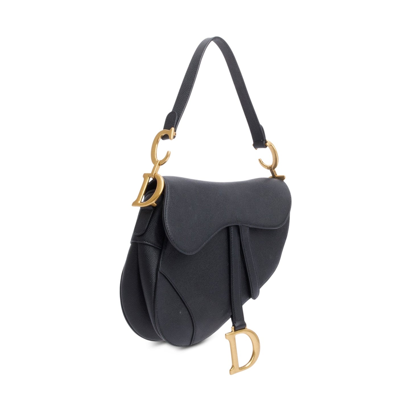 Christian Dior 2020 Black Grained Calfskin Leather Saddle Bag