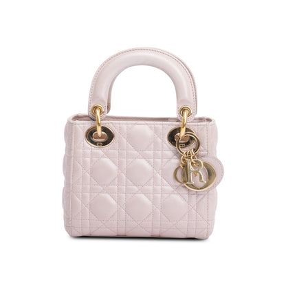 Christian Dior 2020 Pink Cannage Leather Mini Lady Dior Bag