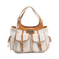 Christian Dior White Diorissimo Tan Leather Multi-Pocket Tote